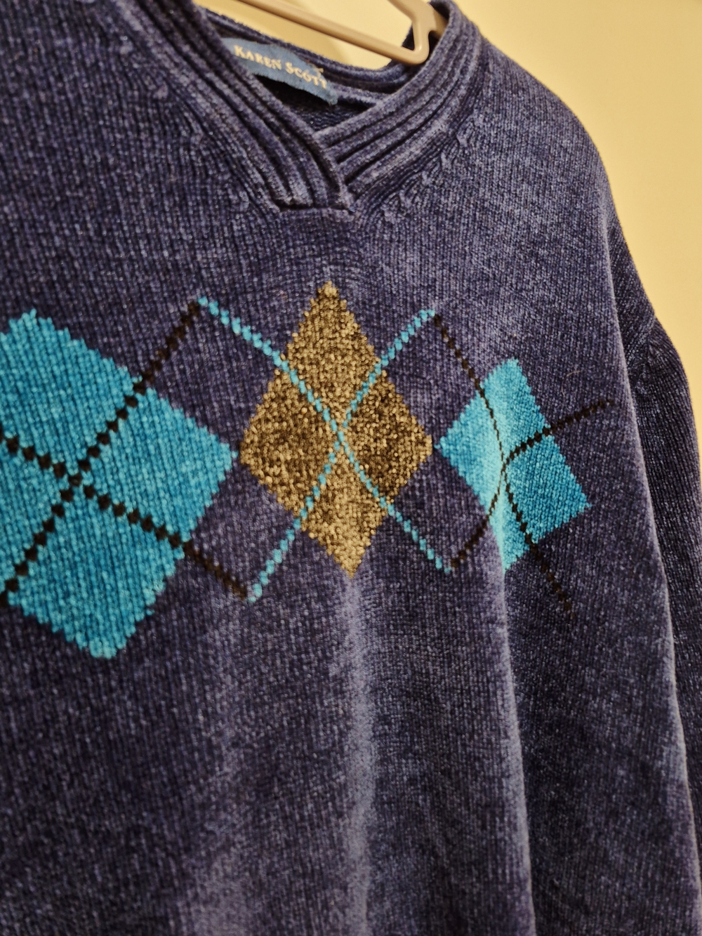 Vintave Karen Scott Navy Argyle Sweater